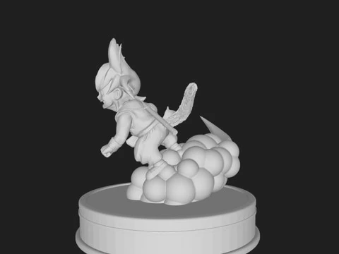 Kid Goku on Nimbus 3D Print Model