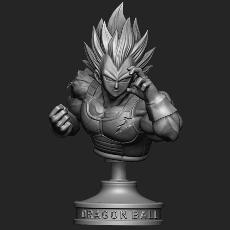 Vegeta Bust Dragon Ball Z 3D Print Model .c4d .max .obj .3ds .fbx .stl .blend
