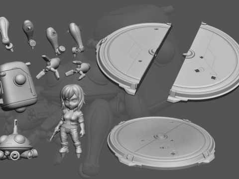 Chibi Motoko Kusanagi - Ghost in the Shell 3D Print Model