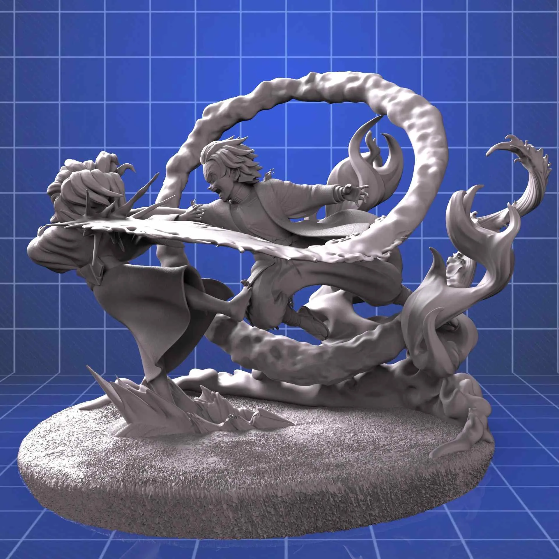 Tanjiro vs Rui 3D Print Model .c4d .max .obj .3ds .fbx .stl .blend
