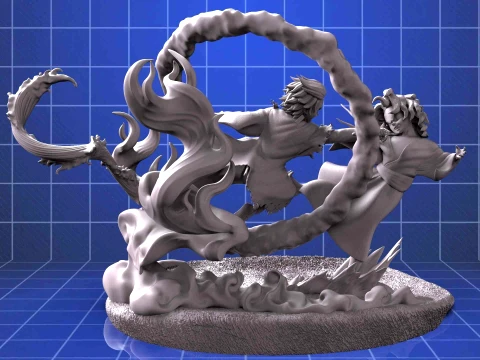 Tanjiro vs Rui 3D Print Model