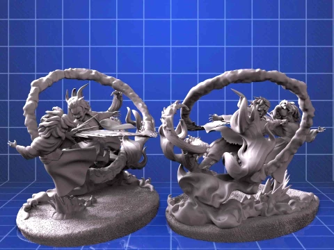 Tanjiro vs Rui 3D Print Model