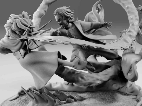 Tanjiro vs Rui 3D Print Model