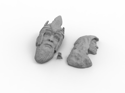 Ancient Runs Heads Ready To Print 3D प्रिंट मॉडल