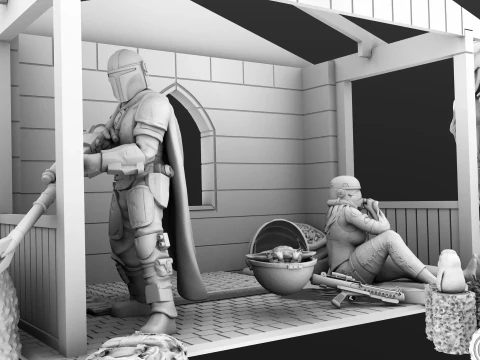 Mandalorian Baby Yoda Christmas Manger Scene 3D Ready To Print 3D Print Model