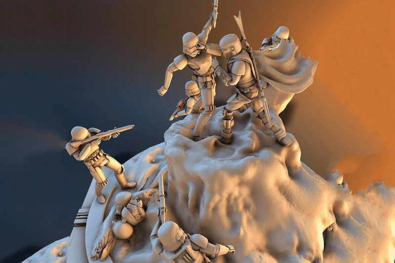 Mandelorian Battle 3D Figuries Ready To Print 3D Print Model .c4d .max .obj .3ds .fbx .stl .blend 