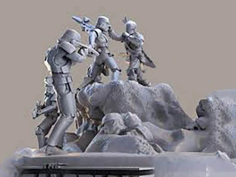 Mandelorian Battle 3D Figuries Ready To Print 3D Print Model