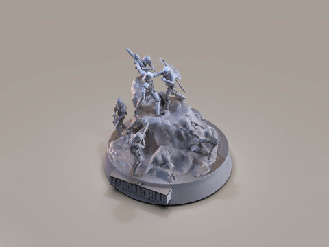 Mandelorian Battle 3D Figuries Ready To Print 3D 프린트 모델