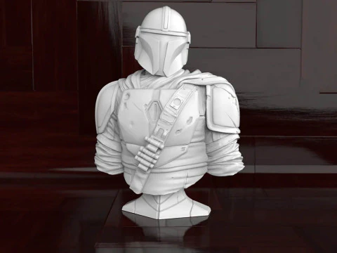 El Busto Mandaloriano Figuras 3D Listas Para Imprimir Modelo de impresión 3D