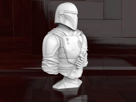 The Mandalorian Bust 3D Figuries Ready To Print 3D Baskı Modeli