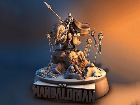 मांडलोरियन डायोरमा 3डी प्रिंट करने के लिए तैयार 3D प्रिंट मॉडल