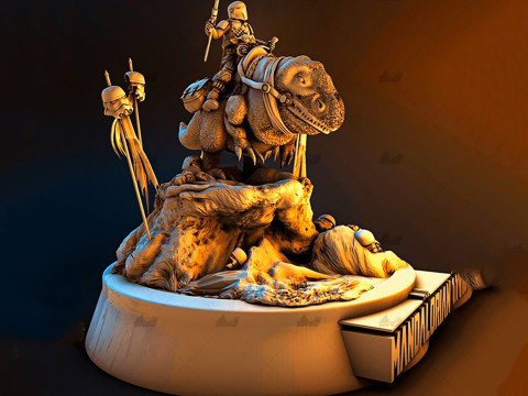 Mandalorian Diorama 3D Ready To Print 3D Принт Модель