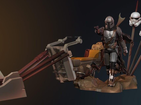 Mando Diorama 3D Ready To Print 3D Print Model