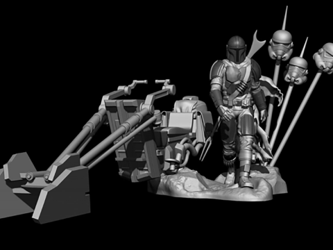 Mando Diorama 3D Ready To Print 3D प्रिंट मॉडल