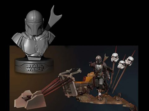 Mando Diorama 3D Ready To Print 3D प्रिंट मॉडल