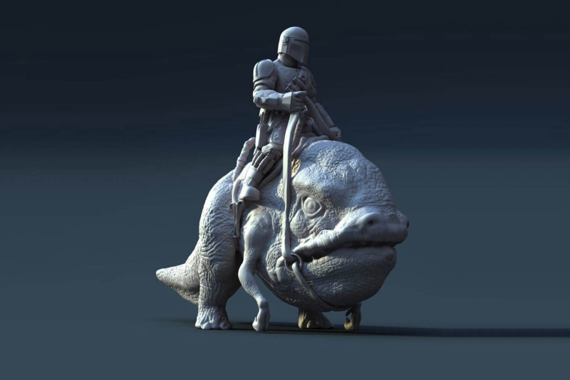 Mando Riding A Blurrg 3D Ready To Print Modèles 3D en vedette .c4d .max .obj .3ds .fbx .stl .blend