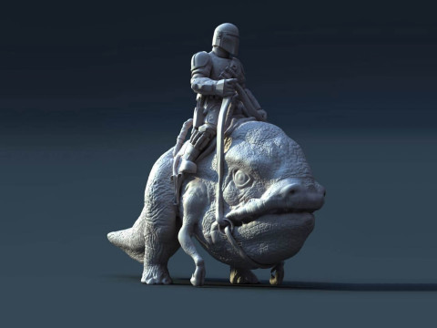 Mando Riding A Blurrg 3D Ready To Print Modello di stampa 3D