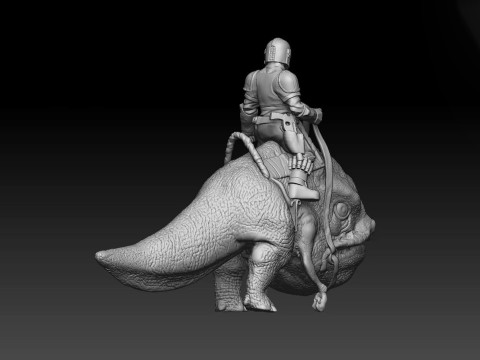 Mando Riding A Blurrg 3D Ready To Print 3D Baskı Modeli