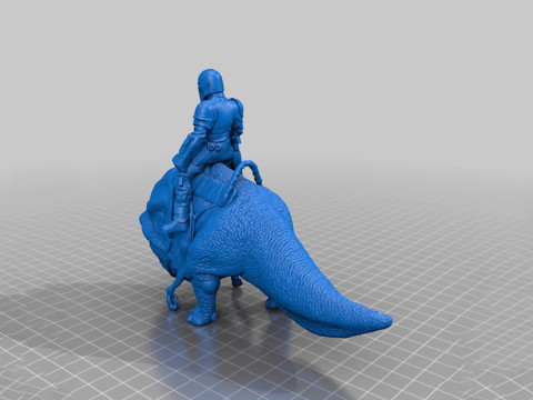 Mando Riding A Blurrg 3D Ready To Print 3D Baskı Modeli
