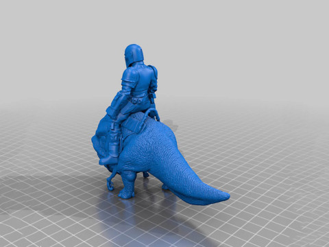 Mando Riding A Blurrg 3D Ready To Print 3D Baskı Modeli