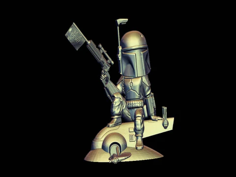 Estatuetas 3D Mandalorian Chibi prontas para imprimir Modelo de Impressão 3D