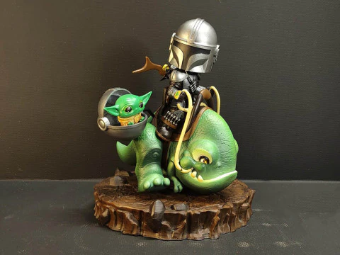 मांडलोरियन कार्टून 3डी मूर्तियाँ मुद्रित करने के लिए तैयार 3D प्रिंट मॉडल