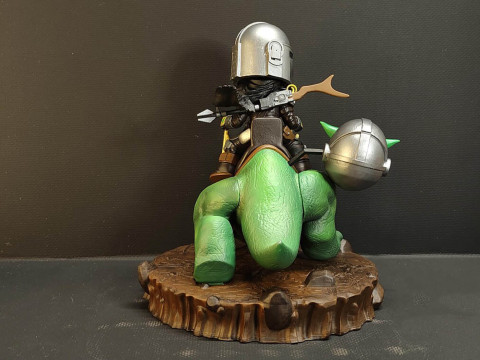 Mandalorian Cartoon3D Figuries Ready To Print 3D Baskı Modeli
