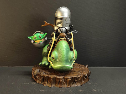 Mandalorian Cartoon3D Figuries Ready To Print 3D Baskı Modeli