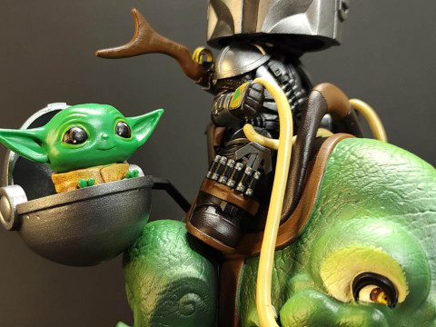 Mandalorian Cartoon3D Figuries Ready To Print 3D Baskı Modeli