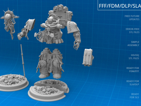 Chaplain 3D Figuries Ready To Print Modèles 3D en vedette