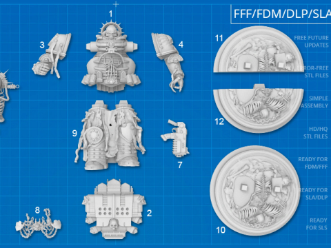 Chaplain 3D Figuries Ready To Print Modèles 3D en vedette
