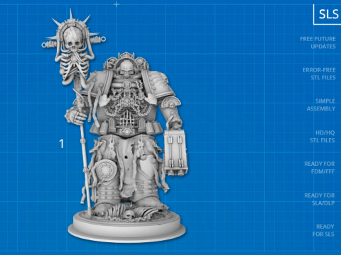 Chaplain 3D Figuries Ready To Print Modèles 3D en vedette