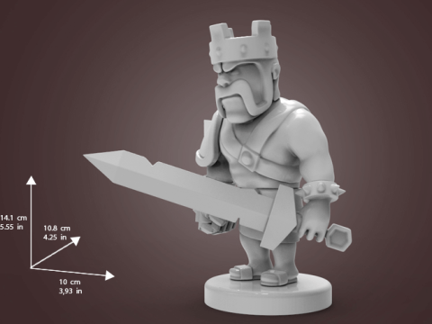 Barbarian King 3D Figuries Ready To Print 3D Baskı Modeli