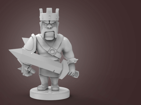 Barbarian King 3D Figuries Ready To Print 3D Baskı Modeli