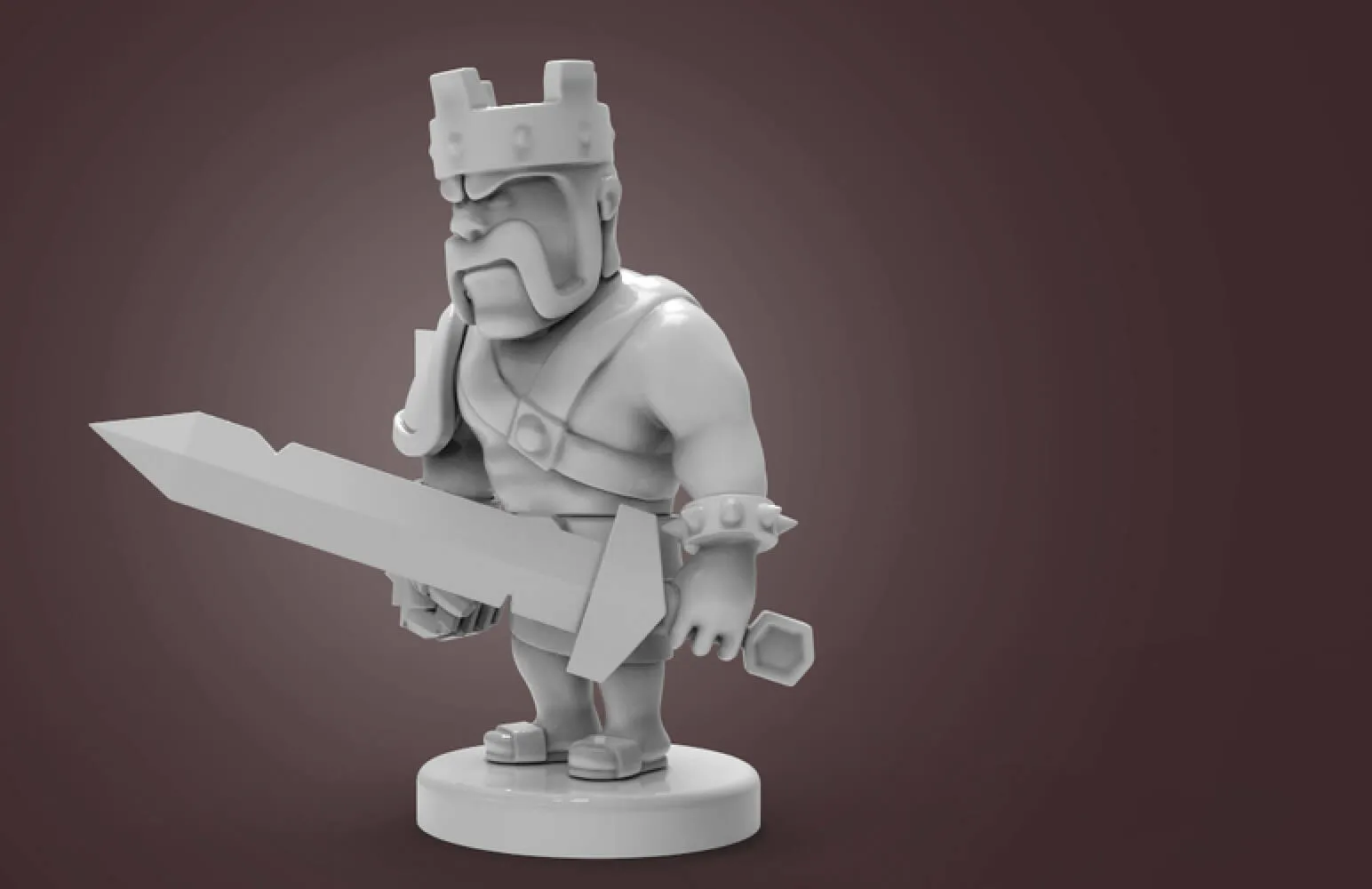 Barbarian King 3D Print Model .c4d .max .obj .3ds .fbx .stl .blend 