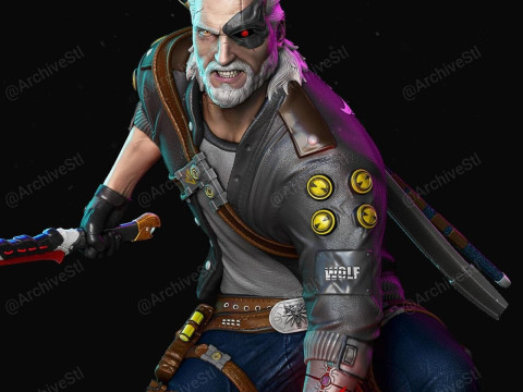 Cyberpunk Geralt Ready To Print Model do druku 3D