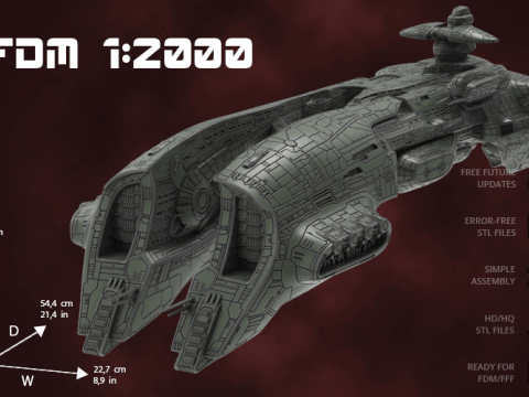 EVE Online Megathron 3D Figuries Ready To Print Model do druku 3D