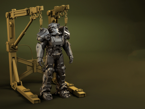 T-60 Power Armor Static Figure 3D Figuries Ready To Print 3Dプリントモデル