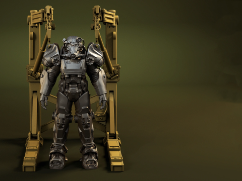 T-60 Power Armor Static Figure 3D Figuries Ready To Print 3D Принт Модель