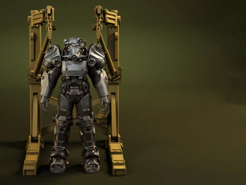 T-60 Power Armor Static Figure 3D Figuries Ready To Print 3D Print Model