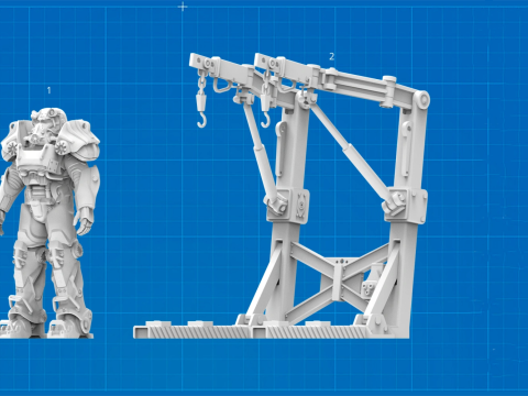 T-60 Power Armor Static Figure 3D Figuries Ready To Print 3D Принт Модель