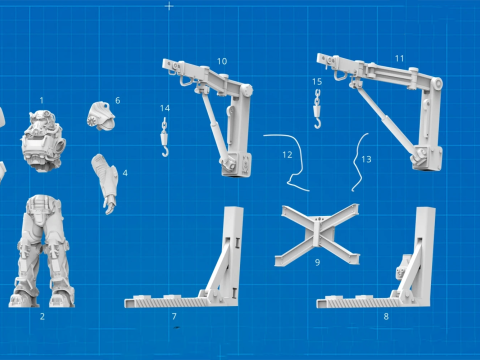 T-60 Power Armor Static Figure 3D Figuries Ready To Print 3D Принт Модель