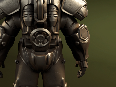T-60 Power Armor Static Figure 3D Figuries Ready To Print 3D Принт Модель