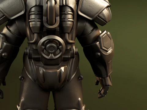 T-60 Power Armor Static Figure 3D Figuries Ready To Print 3D Print Model