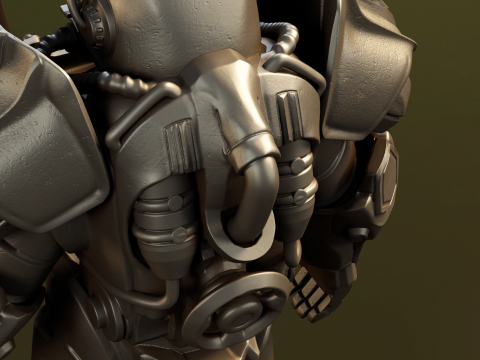 T-60 Power Armor Static Figure 3D Figuries Ready To Print 3D Принт Модель