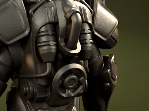 T-60 Power Armor Static Figure 3D Figuries Ready To Print 3D Принт Модель