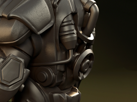 T-60 Power Armor Static Figure 3D Figuries Ready To Print 3D Принт Модель