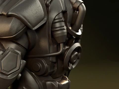 T-60 Power Armor Static Figure 3D Figuries Ready To Print 3D Print Model