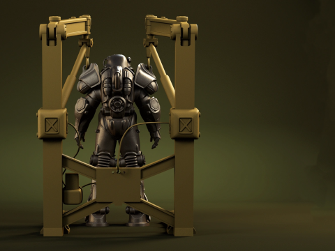 T-60 Power Armor Static Figure 3D Figuries Ready To Print 3D Принт Модель