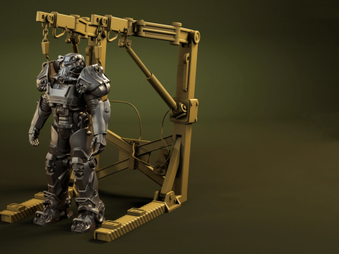T-60 Power Armor Static Figure 3D Figuries Ready To Print 3D Принт Модель